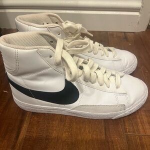 Kids Nike White and Black High-Top Sneakers